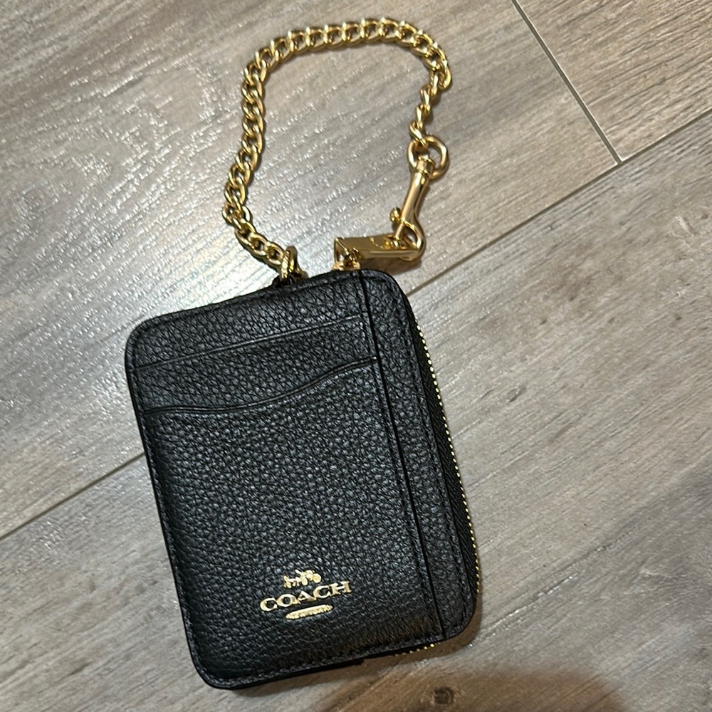 Coach Black Leather Keychain Wallet